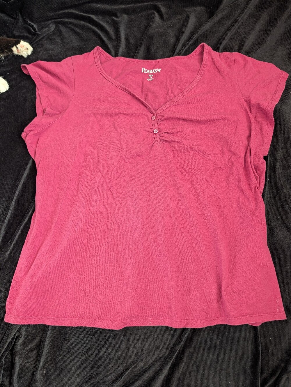 Roaman's Rose Pink Short Sleeve Henley Top